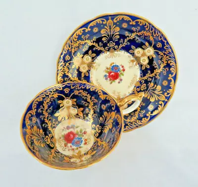 Buy Aynsley England  Royalty  Cobalt Blue & Gilt Cup And Saucer XLNT. • 192.72£