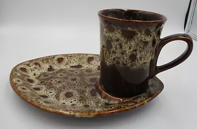 Buy Fosters Pottery Honeycomb Drip Glaze - Mug & Snack Plate Set - Vintage Retro • 17.50£