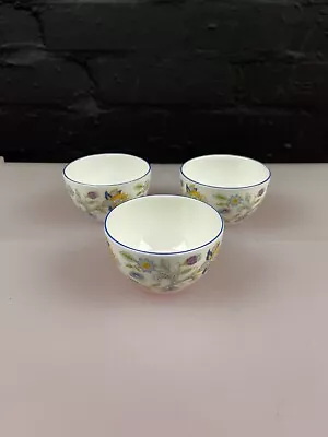 Buy 3 X Minton Haddon Hall Blue Bowls Tea Coffee Sugar 8.7 Cm Wide 4 Sets Available • 15.99£