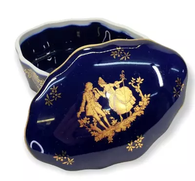 Buy Vintage Limoges China Gold Trim Victorian Porcelain Trinket Box • 32.67£