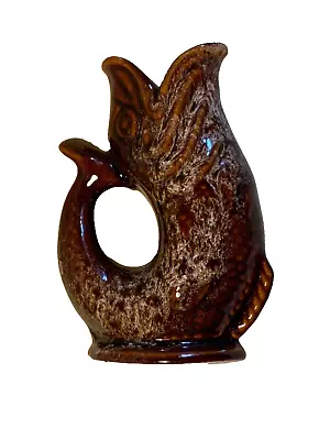 Buy Fosters Studio Pottery Fish 2 Cornwall England Small Brown 166mm Tall Shiny Vase • 28.99£