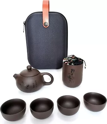 Buy Travel Chinese Tea Set With Bag Purple Clay MUYULE • 24.99£