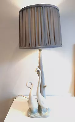 Buy Nao Lamp Stand, Pair Of Geese Porcelain Figurine Lladro Spain • 89.99£