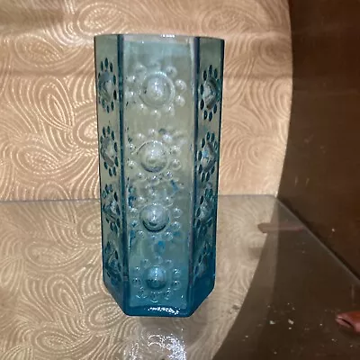 Buy Dartington Glass Frank Thrower Hexagonal Nipple Vase Kingfisher FT95 • 15£