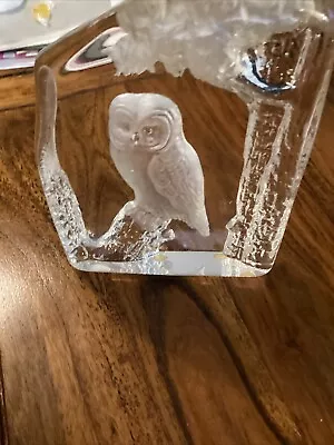 Buy Kosta  Boda Owl In Heavy Glass  Kosta  Engman 98226 Engraved On The  Bottom • 35£