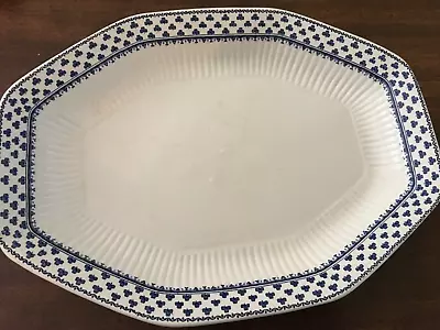 Buy Brentwood Real English Ironstone W. Adams & Sons Oval Platter Blue Clover Leaf • 37.27£