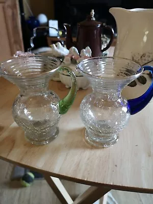 Buy Pair Of Glass Jugs Crackle Effect Design • 4£