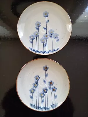 Buy Pair Of Attractive STONEWARE Oriental Handpainted Plates.  19cm Dia. Nice Cond. • 9.99£