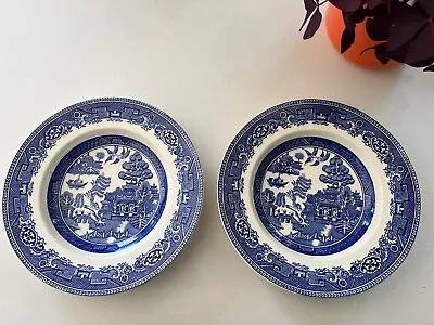 Buy Vintage Alfred Meakin Old Willow Pattern - Soup Bowls - W 25cm • 10£