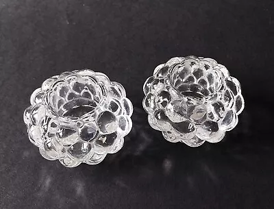 Buy Pair Small Orrefors Crystal Glass Rasberry Candle Votives By Anne Nilsson • 16.95£