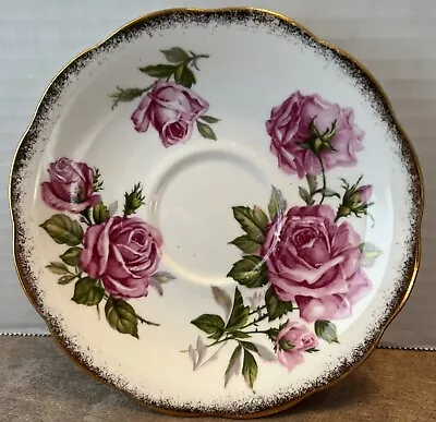 Buy Royal Standard Orleans Rose Pattern Saucer Fine Bone China Pink Roses Gold Rim • 10.20£