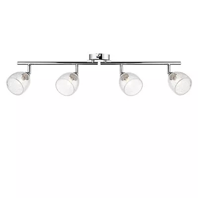 Buy Ceiling Light Spotlight 4 Way Adjustbalble Crackled Glass Chrome Effect 28W G9 • 10.79£