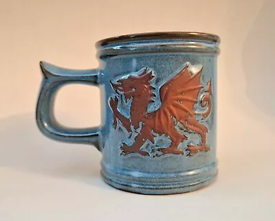 Buy Tyn Llan Studios Blue Glaze Dragon Emblem Beautiful Pottery Mug Made In Wales • 25£