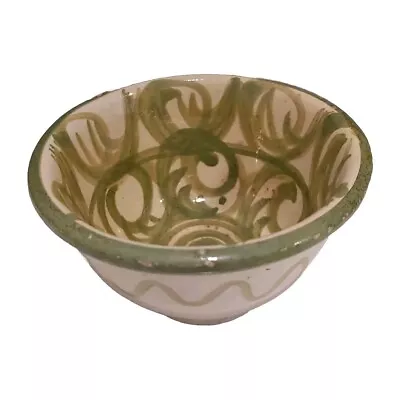 Buy Small Vintage Moroccan Studio Pottery Green Slipware Style Miniature Bowl Nuts • 8.99£