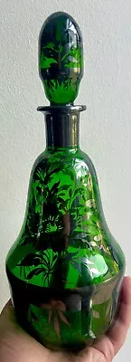 Buy Beautiful Vintage Green Glass Decanter With Stopper • 16£