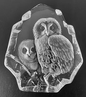 Buy Mats Jonasson Tawny Owls Lead Crystal Sculpture RARE LIMITED EDITION #1241/4000 • 150£