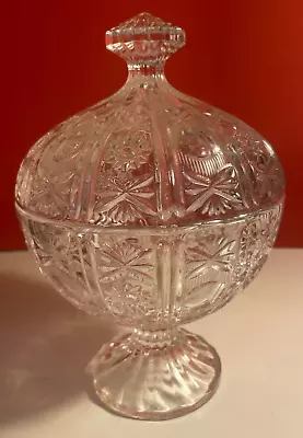 Buy Bohemian Crystal Glass Footed Bowl/candy Dish With Lid, Vintage • 23.39£