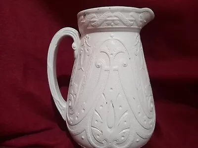 Buy Antique Copeland White  Stoneware Scroll Relief Moulded Jug 1860s Victorian 20cm • 14.99£