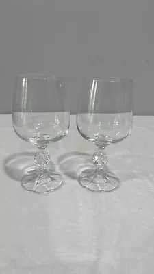 Buy Claudia Wine Glasses Diamond Ball Stem Crystal Vintage Bohemia Set Of 2 • 13.97£