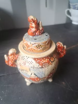 Buy Antique Japanese Satsuma Hand Painted 3 Dimensional Pottery Urn • 15£