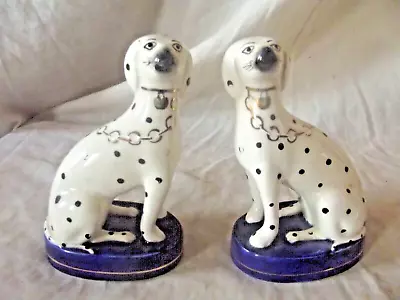 Buy Antique Pair Of  English Staffordshire Porcelain Seated Dalmatian Dogs • 115£