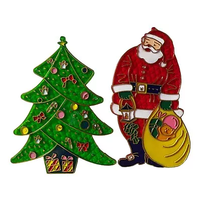 Buy Vintage Christmas Stained Glass Plastic Decorations Sun Catchers Santa Tree 9 H • 10.20£