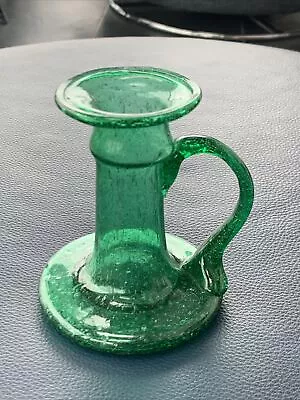 Buy Green Art Glass Wee Willie Winkie Chamber Candlestick Bud Vase Hand Blown • 9.50£