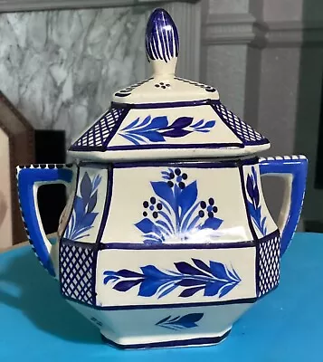 Buy Vintage Henriot Quimper Blue & White Ceramic Lidded Pot With Handles • 15£