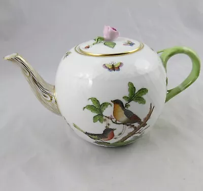 Buy Herend Rothschild Bird Teapot With Pink Rose 1602 - 6 Cup • 190.27£