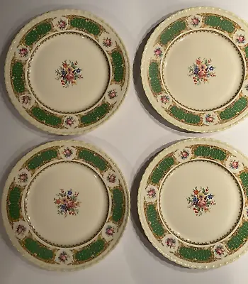 Buy Myott Staffordshire England Classic Pattern #3283 Green Set Of 4 Dinner Plates • 35.39£