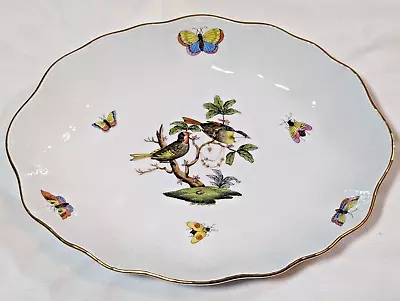 Buy Vintage Herend Hungary Hand Painted Porcelain Rothschild Bird Pattern Oval Dish • 69.89£