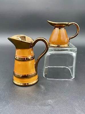 Buy Pair Of Vintage Lord Nelson Pottery Copper And Caramel Enamel Pitchers (1968-70) • 20.50£