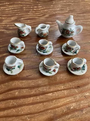 Buy Antique Vintage Miniature Dolls House Tea Set China White Floral 16pcs  • 10£