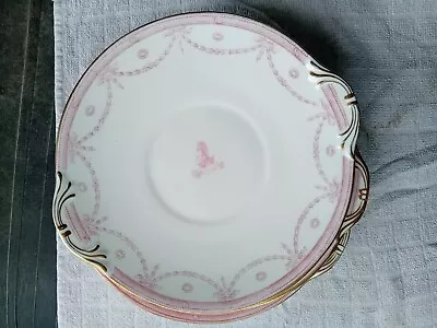 Buy Three Doulton Burslem Georgian Plates With Pink Patterned Edging And Gold Rim • 6£