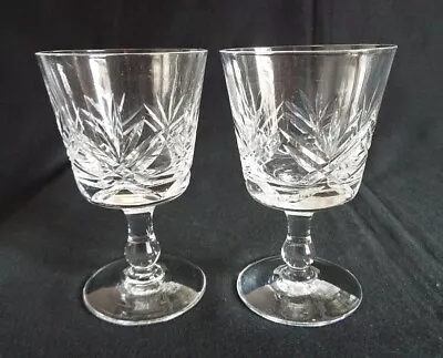 Buy 2 X THOMAS WEBB LONDON PATTERN CUT CRYSTAL 12 Cm WINE GLASSES • 12.95£