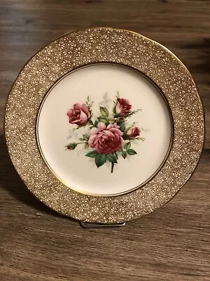Buy Hammersley & CO. Bone China Rose Plate With Gold Filigree Trim • 10.04£