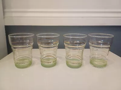Buy Vintage Set 4 Sugar Frosted Gold Gilt Banded  Drinking Glasses From The 1950s • 10£