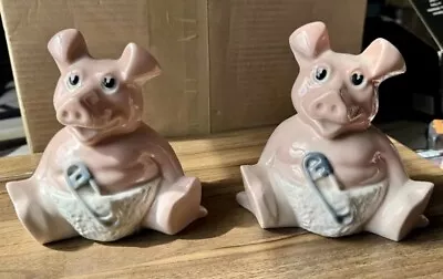 Buy 2 X NatWest Wade Woody Pink Pig Money Boxes NO Stoppers No Chips Or Cracks Pair • 13£