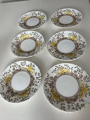 Buy Vintage Tuscan Fine Bone China England. “PLANT” Side Plates X 6  Yellow Flowers • 5£