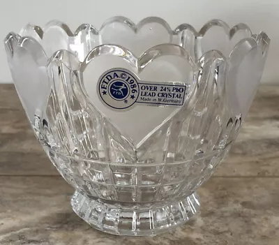 Buy 1986 FTDA Satin Hearts 24% Lead Crystal Bowl / Vase  Square Cut Nice Ring • 12.07£