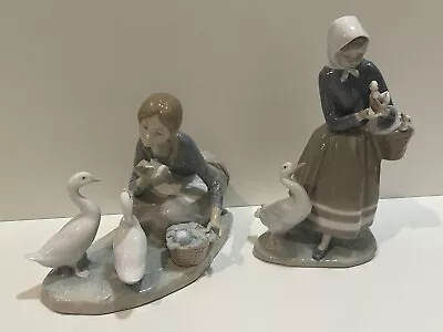 Buy 2 Lladro Figurines, Girls With Ducks - #4849 - #4568 Excellent Condition • 47£