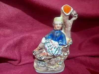 Buy Staffordshire Flatback Figure Scottish Soldier Spill Vase 16cm Antique Victorian • 18.50£