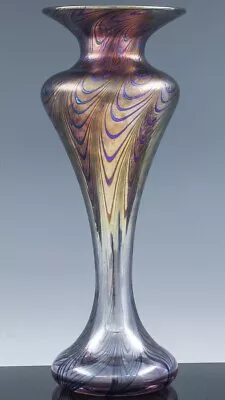Buy Stunning Large 11 Inch Signed Robert Held Pulled Feather Canadian Art Glass Vase • 126.20£
