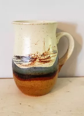 Buy Vintage Otagiri Style Ceramic Blue Brown Ocean Sea Coast Boat Theme Coffe Mug • 15.83£