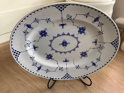 Buy Vintage Furnivals Denmark Blue 14” Oval Serving Platter/Meat Plate • 18£