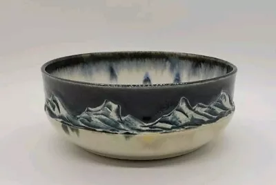 Buy Studio Art Pottery 5.5  Bowl Blue White Mountains Signed  K  • 11.18£