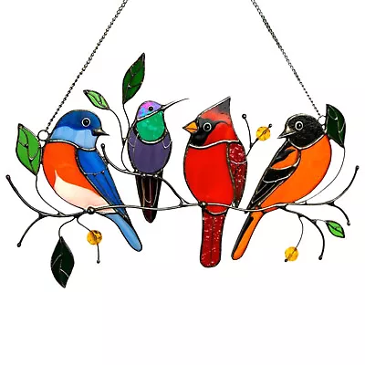Buy Birds On A Wire, Stained Glass Birds Series Pendant Suncatcher, Window Hanging • 8.30£