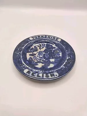 Buy Antique Victorian Yorkshire Relish Pottery Advertising Plate Blue & White Willow • 12£