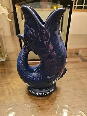 Buy Plymouth Gin Gluggle Gurgle Cod Fish Pitcher Vase Blue Dartmouth England • 13.98£