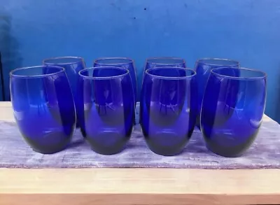 Buy Cristar Mikonos Cobalt Blue Stemless Wine Glasses 15 Ounces Set Of 8 GORGEOUS! • 46.55£